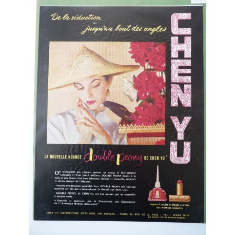 Ancienne publicité originale couleur pour le vernis Chen Yu 1951