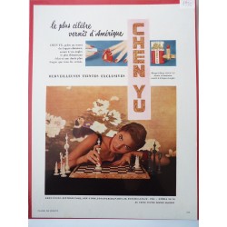 Ancienne publicité originale couleur pour le vernis Chen Yu 1950