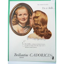 Ancienne publicité originale couleur pour la brillantine Cadoricin 1948