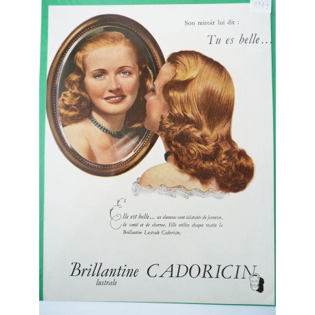 Ancienne publicité originale couleur pour la brillantine Cadoricin 1948