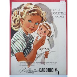 Ancienne publicité originale couleur pour la brillantine Cadoricin de Jeandot 1949