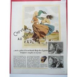 Ancienne publicité originale couleur pour la brillantine Roja 1948