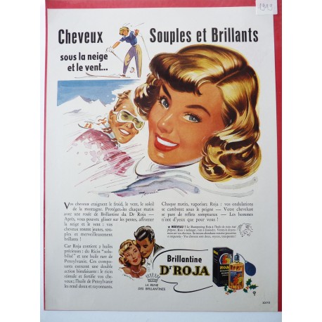 Ancienne publicité originale couleur pour la brillantine Roja 1949