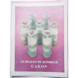 Ancienne publicité originale couleur Le Muguet du Bonheur de Caron 1953