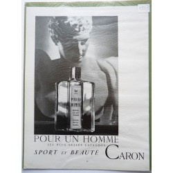 Ancienne publicité originale noir & blanc Pour un Homme de Caron 1953