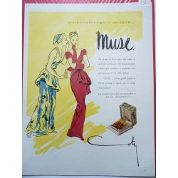 Ancienne publicité originale couleur Muse de Coty 1946