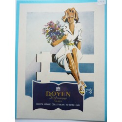 Ancienne publicité originale couleur pour les parfums Doyen  Illustration de André Jean 1949
