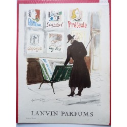 Ancienne publicité originale couleur pour les parfums Lanvin  Illustration de Guillaume Gillet 1953