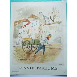 Ancienne publicité originale couleur pour les parfums Lanvin  Illustration de Guillaume Gillet 1950