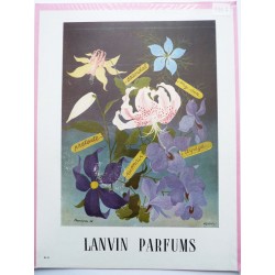 Ancienne publicité originale couleur pour les parfums Lanvin  Illustration de Bravura 1947